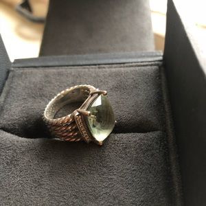 David Yurman Wheaton Ring w/ Prasiolite & Diamonds